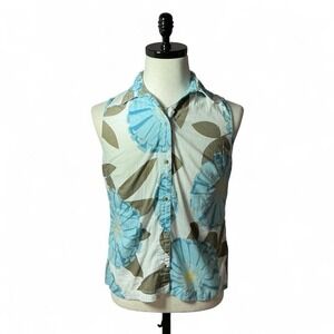 Columbia Floral Sleeveless‎ Button Down Top Womens M